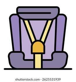 Modern baby car seat icon. Outline modern baby car seat vector icon color flat isolated
