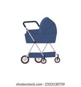 Moderne Babytrappe, flache Vektorgrafik einzeln auf weißem Hintergrund. Kleinkinder transportieren in der Beförderung. Zubehör für Neugeborene - Gepäck oder Kinderwagen.