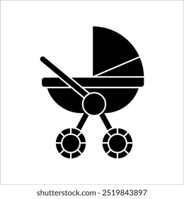 Modern baby stroller icon on transparent background