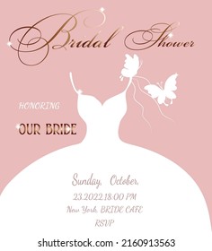 Modern bachelorette party invitation in white and pink.Used for web design, illustrations, posters, banners.