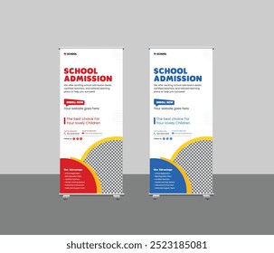 Moderne Roll-up-Banner-Vorlage für die Schulzulassung, Roll-up-Banner-Designs für die Schulzulassung und Stehbanner für Hochschulen, Universitäten und Coaching-Zentren