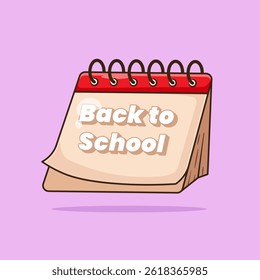 Modern Back to school desk calender illustration cartoon vector object symbol icon mascot isolated