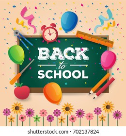 Modern Back To School Paper Art Card Illustration