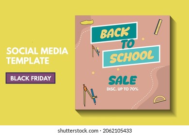 modern back to school post template with space for photo. social media post template. time to school post template. greeting card back to school