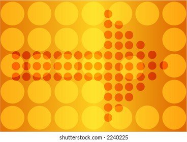 Modern backdrop with many circles which form big arrow
