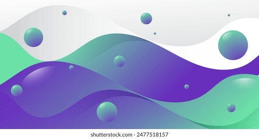 modern backgoround with waving line and gradient green purple