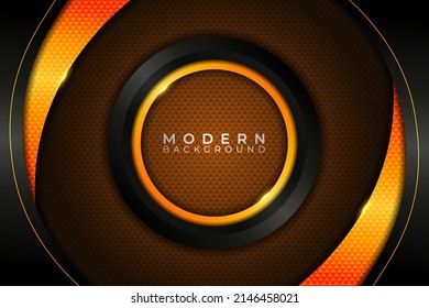Modern Background Abstract 3D Circle Dark Layer with Glowing Orange Pattern