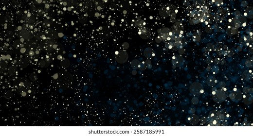 Modern background of abstract glitter lights. blue  gold and black. de focused banner abstract