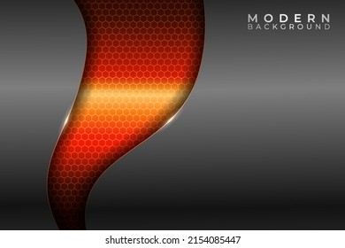 Modernes, abstraktes, glänzendes Orangenmuster mit glänzendem Hexagon-Muster