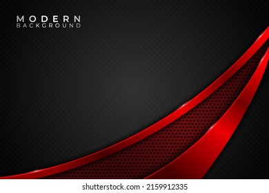 Modern Background Abstract Glossy Red Metallic with Hexagon Pattern