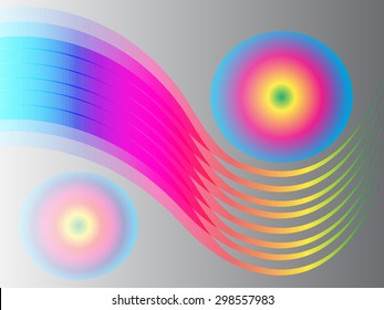 Modern background with abstract rainbow waves and circles