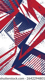 Modern background of abstract red and blue geometric lines for sublimation jersey