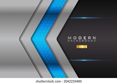 Modern Background Arrow Futuristic Technology Blue with Glossy Silver Metallic