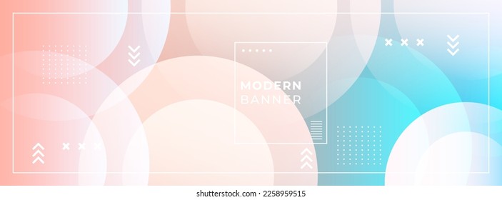 Modern background banner .geometric style, red and blue pastel color gradations