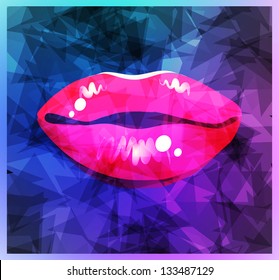 modern background with beautiful red lips
