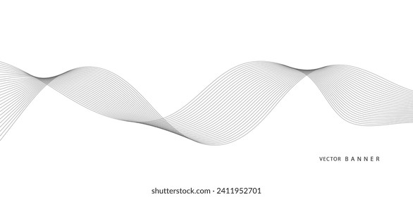 Modern Background with Black Wavy Lines.