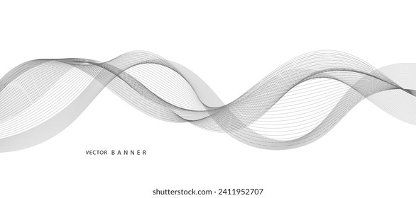 Modern Background with Black Wavy Lines.