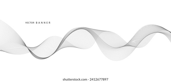 Modern Background with Black Wavy Lines.