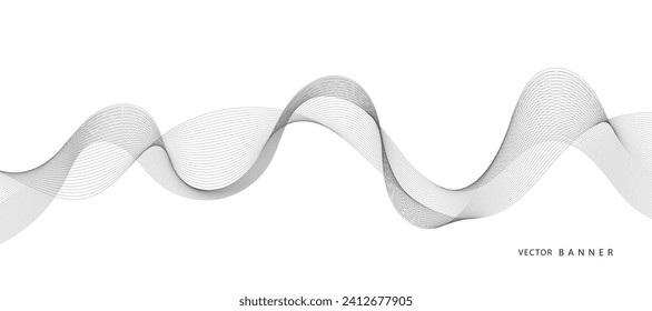 Modern Background with Black Wavy Lines.