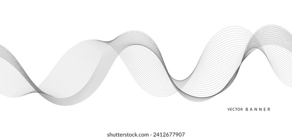 Modern Background with Black Wavy Lines.