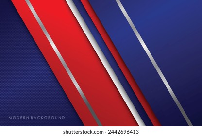 fondo moderno color azul rojo y blanco con líneas de plata