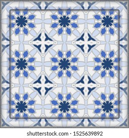 Modern background in blue . Use this pattern in the design of carpet, shawl, pillow, textile, ceramic tiles. 