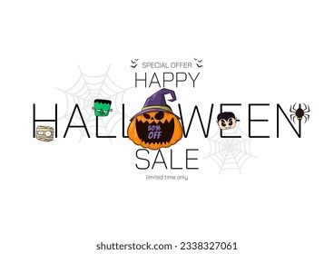 Modern Background for Celebrate Happy Halloween sale with many special offers and discounts. Trick or Treat Party. vector, illustration