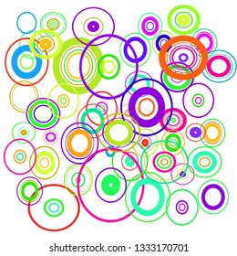 Modern background of colored circles on white, circles