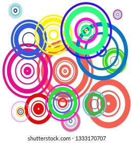 Modern background of colored circles on white, circles