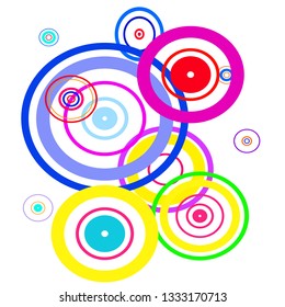 Modern background of colored circles on white, circles