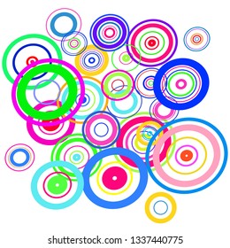 Modern background of colored circles on white, circles
