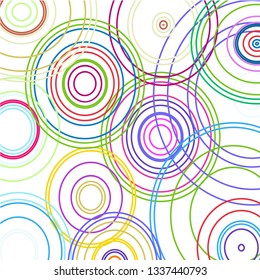 Modern background of colored circles on white, circles