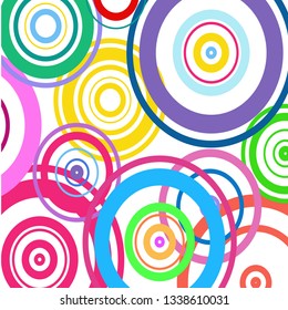 Modern background of colored circles on white, circles