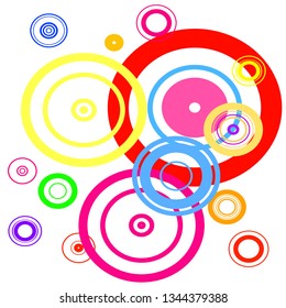 Modern background of colored circles on white, circles