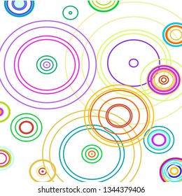 Modern background of colored circles on white, circles