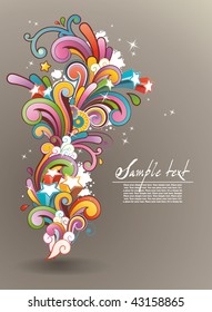 Modern background with colored contemporary abstract floral ornament and free space for your text