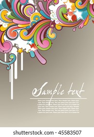 Modern background with colored contemporary abstract floral ornament and free space for your text