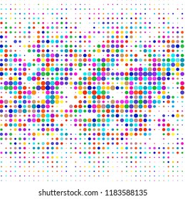 Modern background of colored dots on white