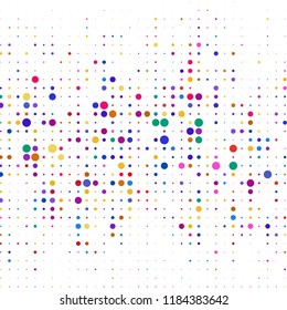 Modern background of colored dots on white