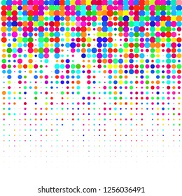 Modern background of colored dots on white