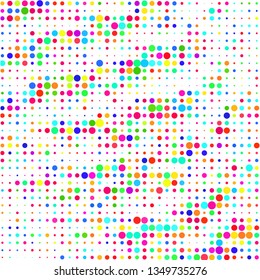 Modern background of colored dots on a white background for text