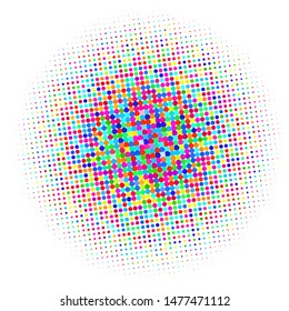 Modern background of colored dots on white