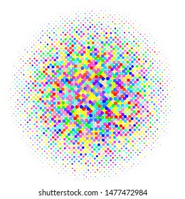 Modern background of colored dots on white