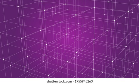 Modern background with connecting dots and lines. Network connection structure on pink background. Geometric vector illustration.