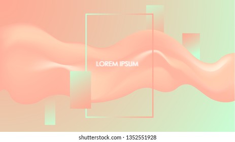 Modern background with coral frame and liquid shape