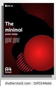 Modern background cover design with 3D effect and red color, designed in A4 size, layout for posters, banners, magazines etc. 3D ellipse. Trendy deep illustration. Eps 10 vector