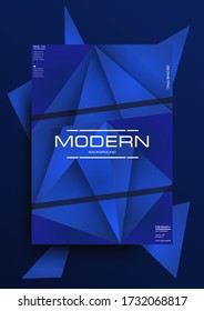 Diseño moderno de portada de fondo con elementos geométricos y gradiente azul, diseñado en tamaño A4 con triángulos y sombra para banner, publicidad, etc. Diseño futurista de moda para negocios. Vector Eps 10
