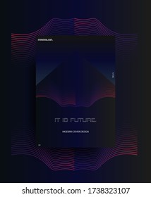 Modern background cover design in minimalism style with gradient waves and elements, designed in A4 format for posters, banners, business etc. Trendy pattern for card, magazine etc. Eps 10 vector