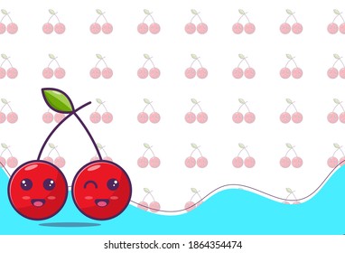 modern background cute cherry fruit, fruit theme, perfect for your business, social media post, vector eps 10