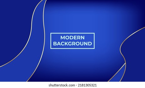 Modern background with dark blue and light blue with gold plated waves, easy to edit